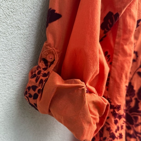 Sundance Floral Button Down Shirt Top Size M Medium embossed  Velvet flowers - Picture 5 of 7